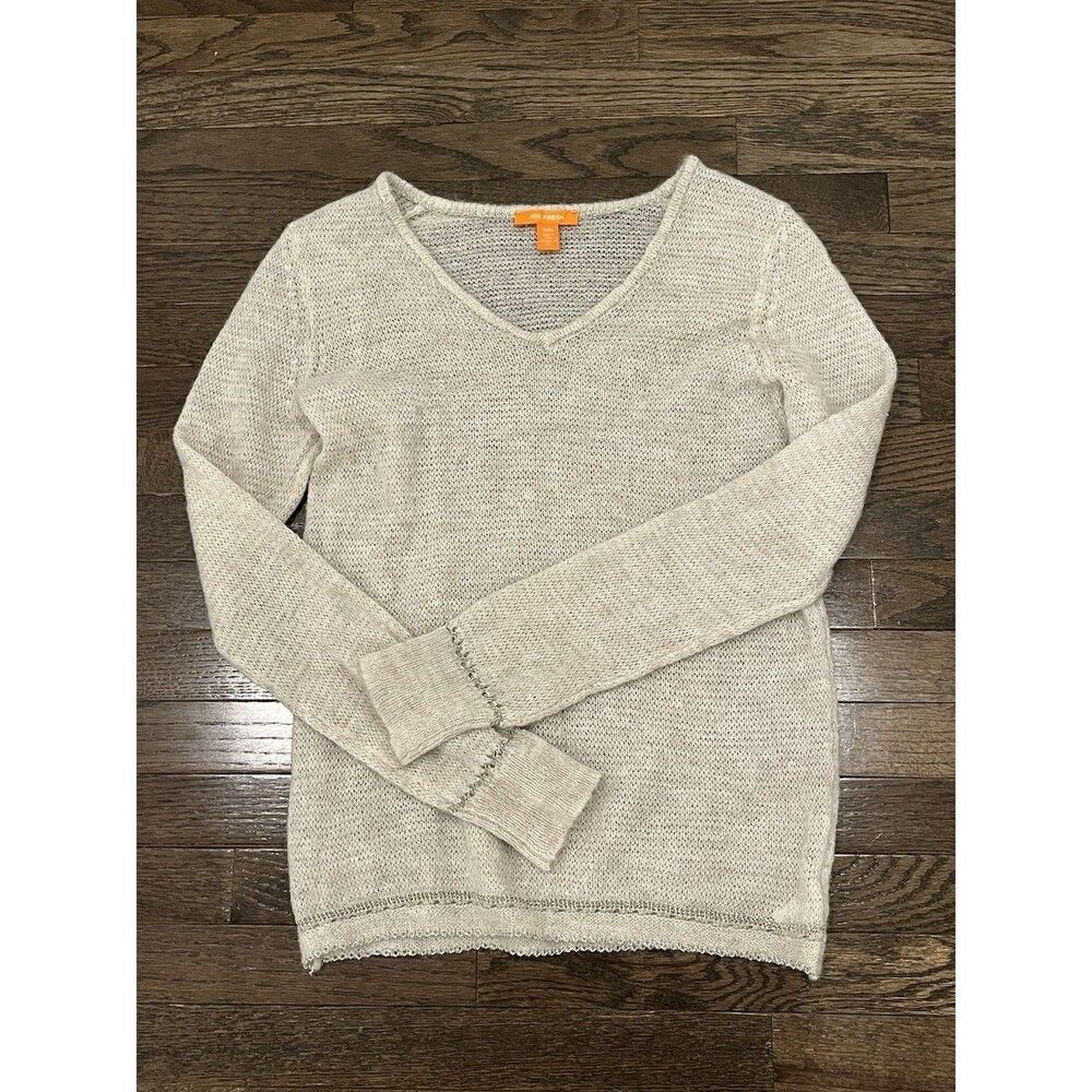 Joe Fresh Mohair Wool Blend Shimmering Sweater Cream Silver Sz M Fairy boho prep